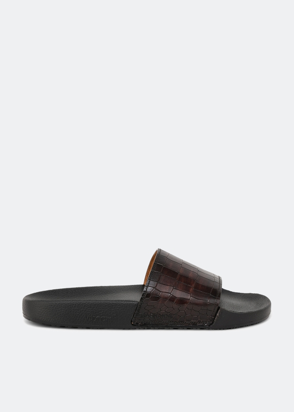 Magnanni Leather slides for Men - Brown in Oman | Level Shoes