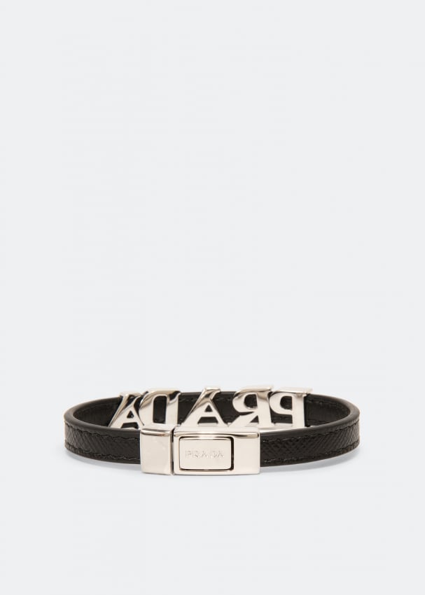 Prada Saffiano leather bracelet for Men - Black in Oman | Level Shoes