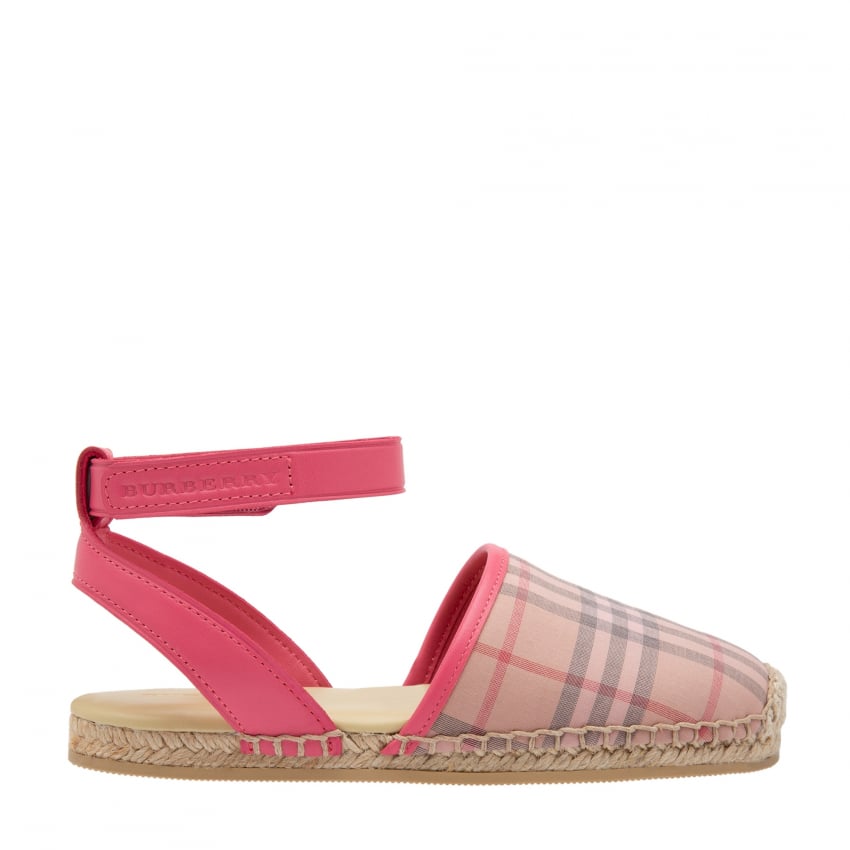 Burberry Check and leather espadrille sandals for Girl - Pink in Oman |  Level Shoes