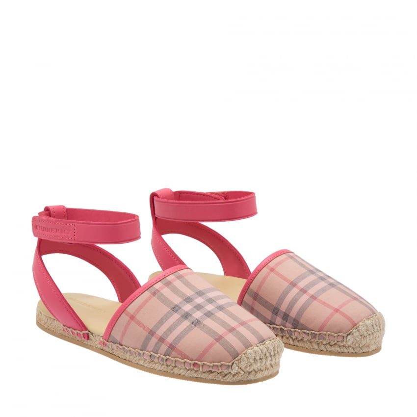 Burberry Check and leather espadrille sandals for Girl - Pink in Oman |  Level Shoes