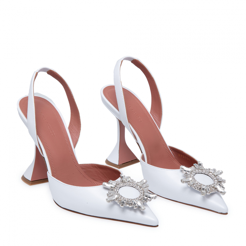 white amina muaddi heels
